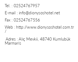 Dionysos Hotel iletiim bilgileri